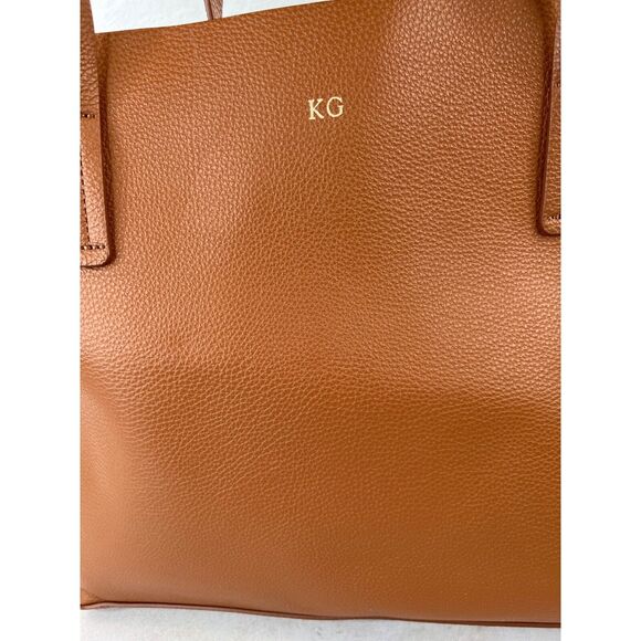 KG Monogram Tote Bag In Cognac Brown Basic Classic Staple Capsule Preppy - Picture 3 of 14
